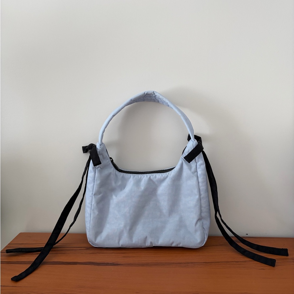BAGGU Sandy Liang Light Blue Shoulder Bag with Black Bows